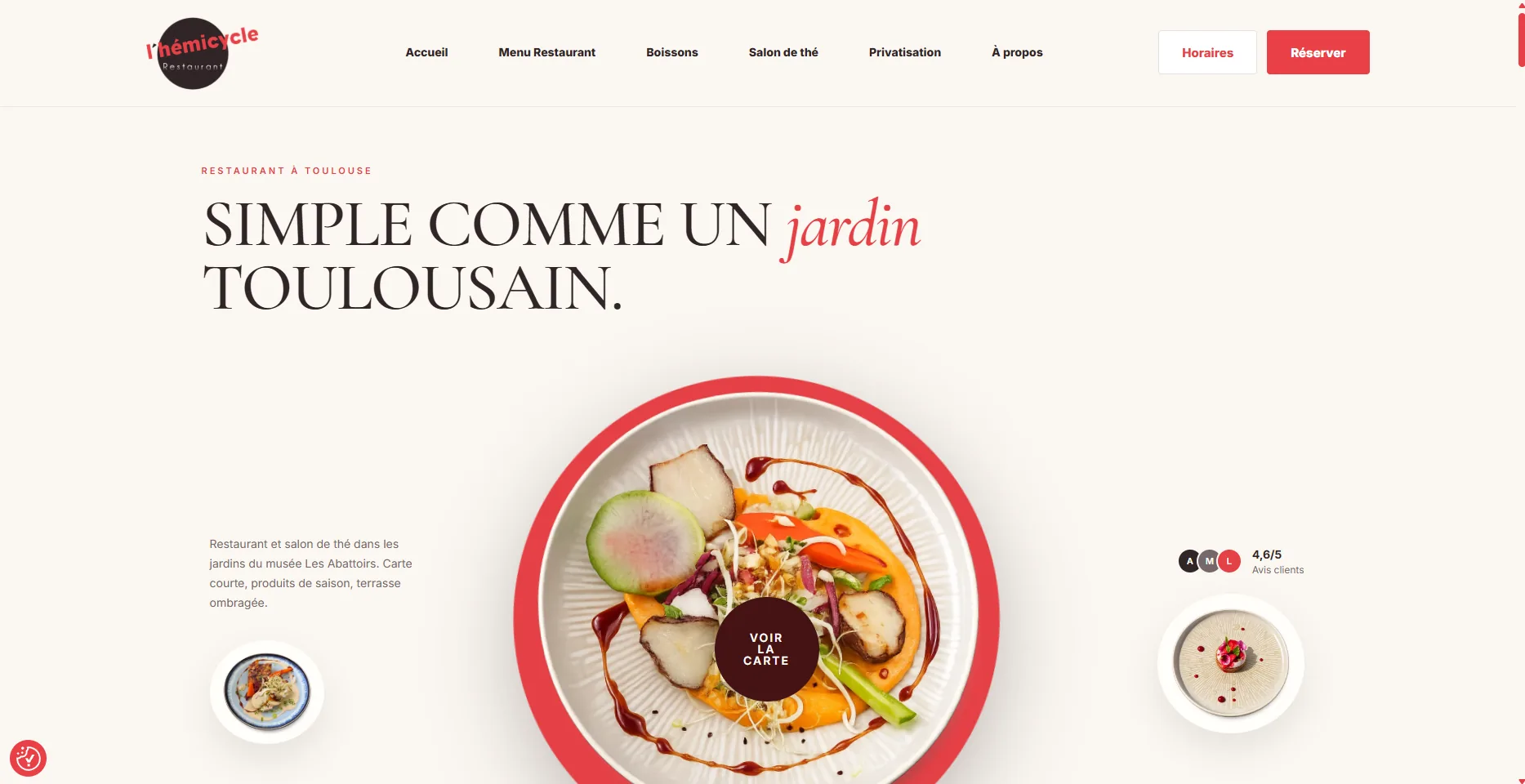Le site du restaurant L'Hémicycle, à Toulouse, construit et référencé par AmiSEO